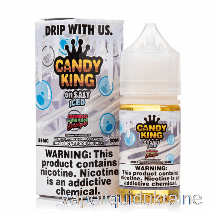 Vape Liquid Ukraine ICED Strawberry Watermelon Bubblegum - Candy King On Salt - 30mL 35mg